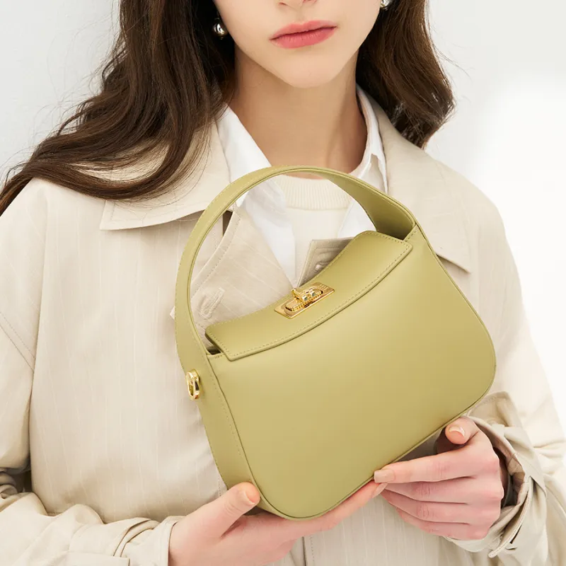 ELLE Leather Crossbody Handbag Small Size Women's Pink/Black/Green-12