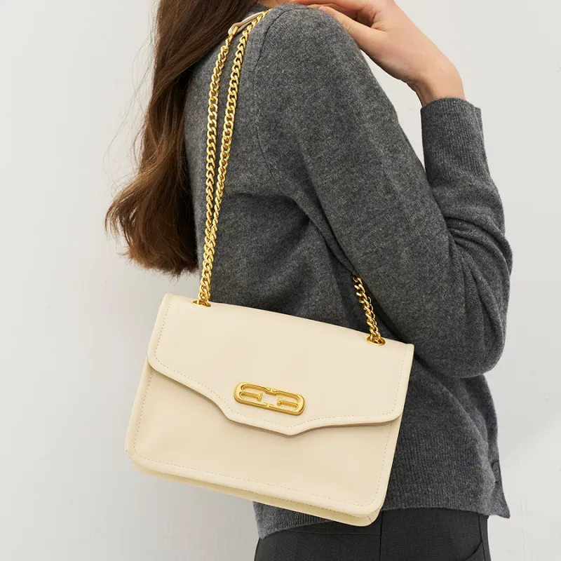 ELLE Cow Leather Shoulder Bag, Crossbody Bag Regular Women's Light Lavender/White/Black-9