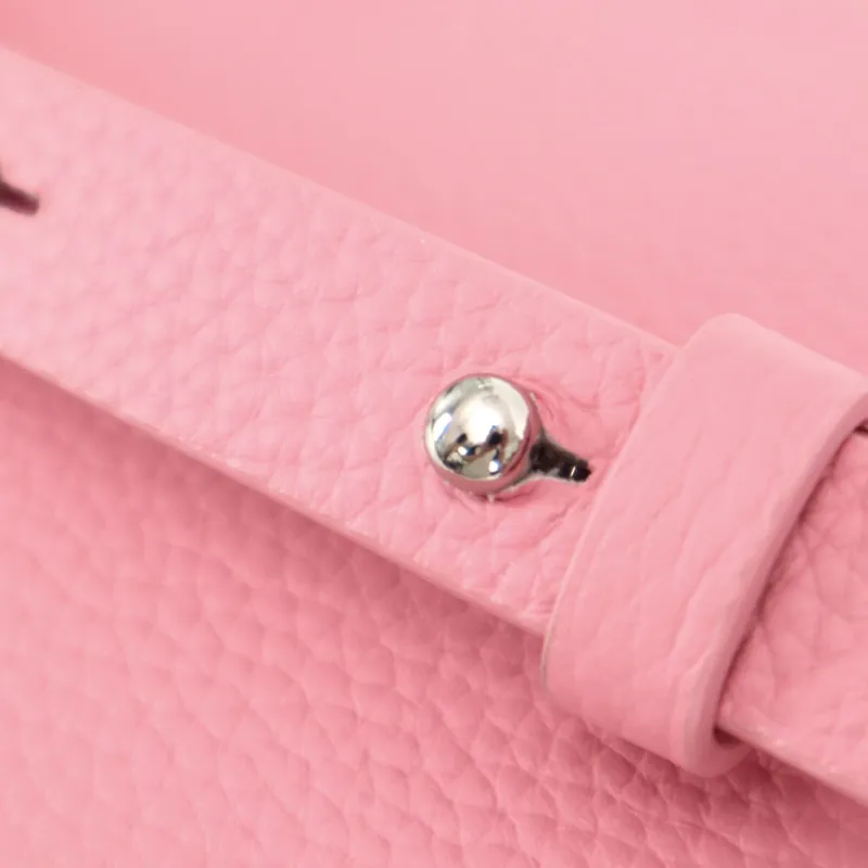 ELLE Top Grain Cow Leather Tote Crossbody Bag Regular Women's White/Pink-8