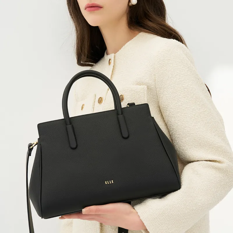 ELLE Cow Split Leather Crossbody Bag Women's Gray/Black-9