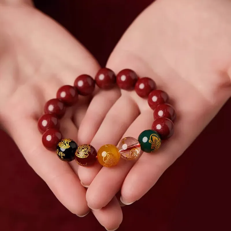 The Years Are Quiet Reconstructed Cinnabar Jade Bracelets Unisex-2
