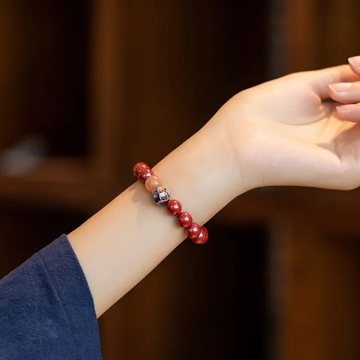The Years Are Quiet Reconstructed Cinnabar Jade Bracelets Unisex-3