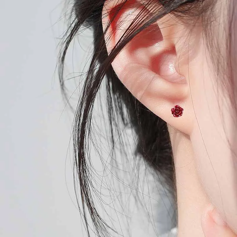 The Years Are Quiet Reconstructed Cinnabar Stud Earrings Women's-2