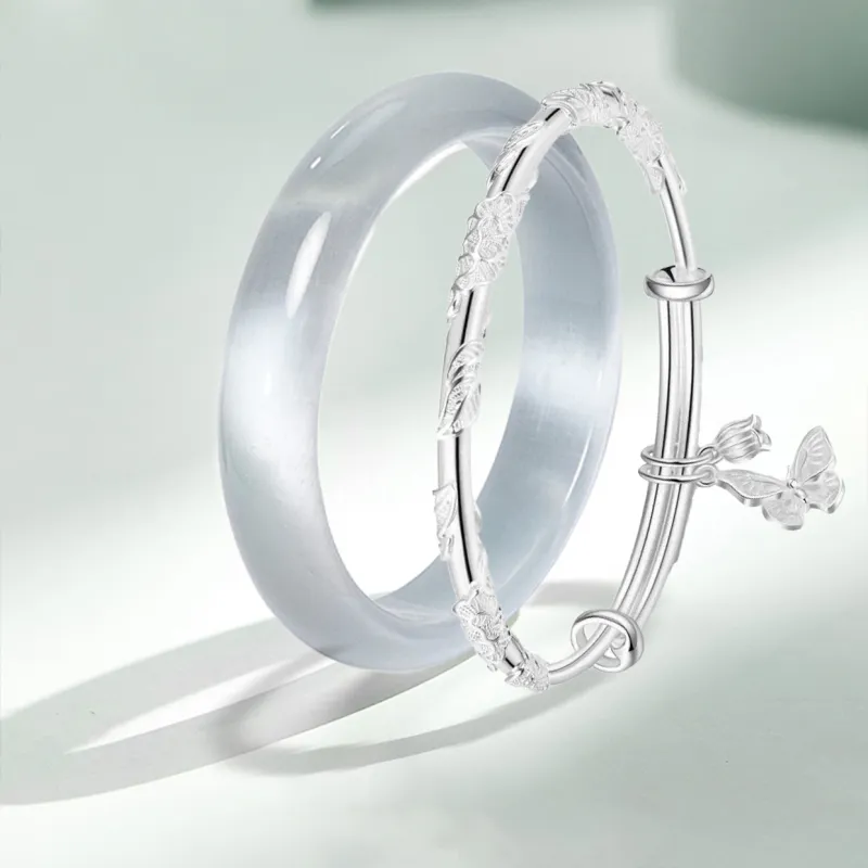 The Years Are Quiet Glass Cat Eye Bangles Unisex-2