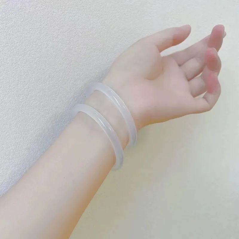 The Years Are Quiet Chalcedony Jade Bangles Women's-3