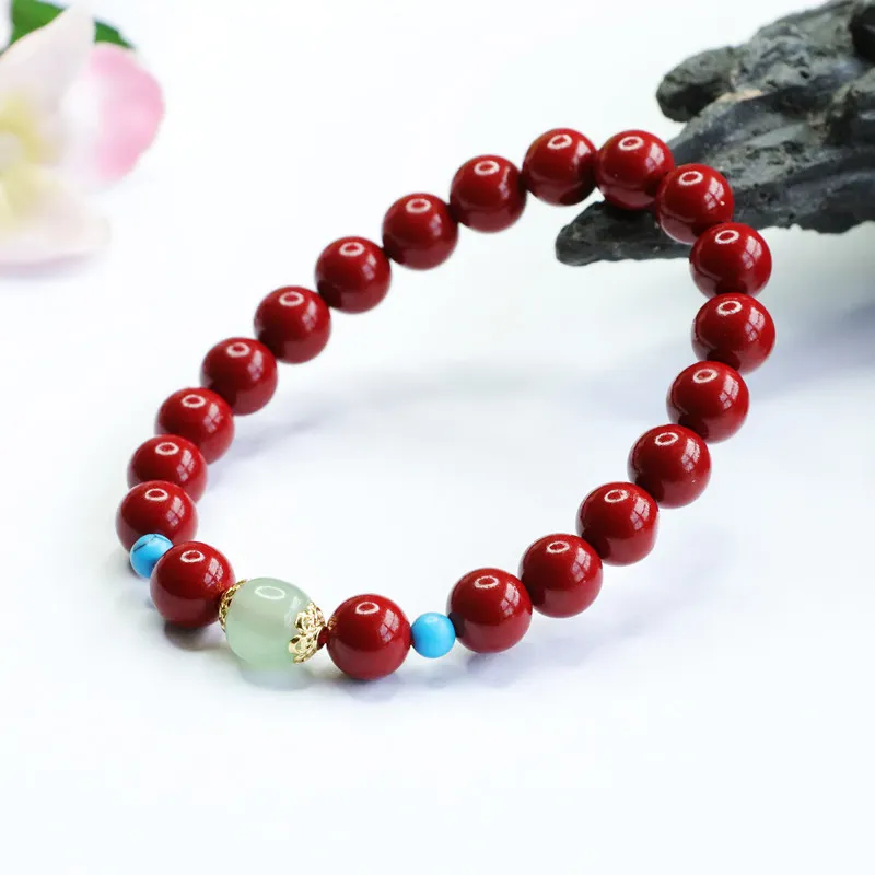 The Years Are Quiet Reconstructed Cinnabar Jade Bracelets Women's-2