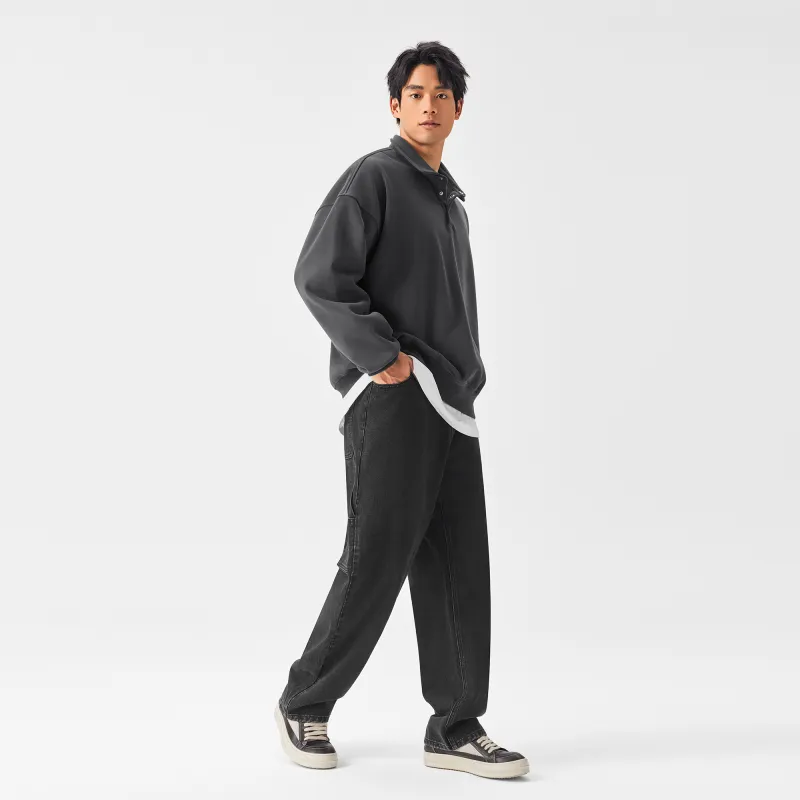 Bodydream American Long Sleeved Lapel Loose Fit Sweatshirt Unisex-6