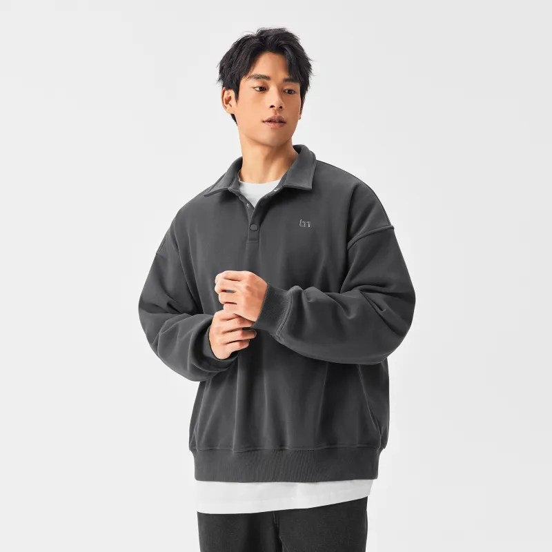 Bodydream American Long Sleeved Lapel Loose Fit Sweatshirt Unisex-2