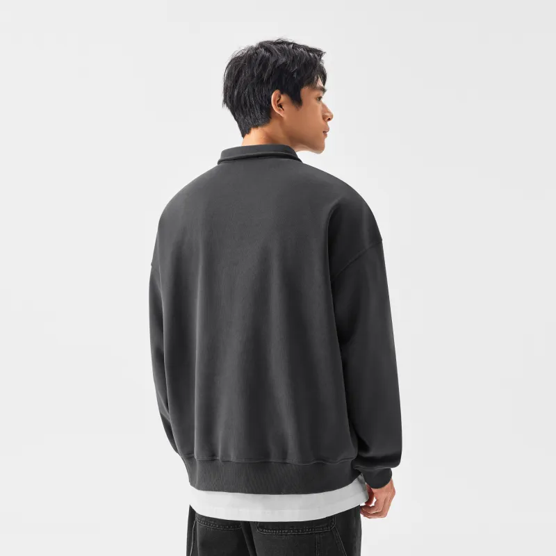 Bodydream American Long Sleeved Lapel Loose Fit Sweatshirt Unisex-3