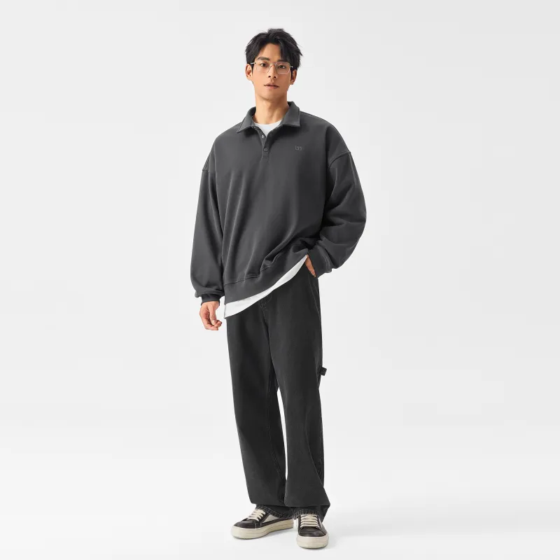 Bodydream American Long Sleeved Lapel Loose Fit Sweatshirt Unisex-4