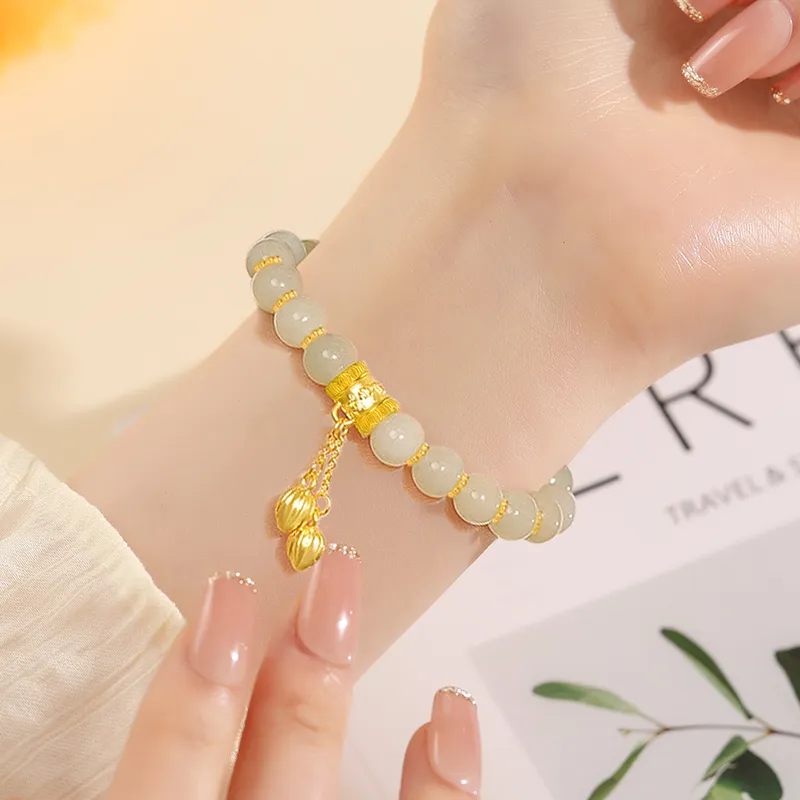SINO GEM Hetian Jade Bracelets Pale Greenish White Jade Women's-6