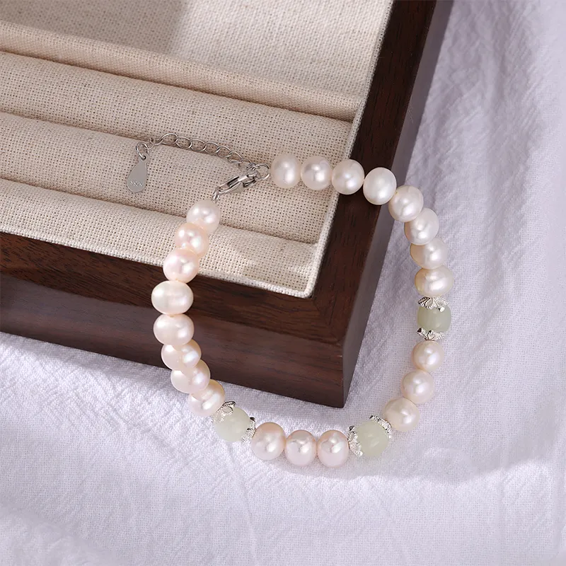 SINO GEM Pearl Silver Bracelet Women's-7