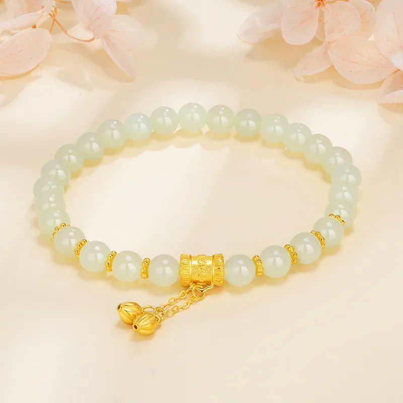 SINO GEM Hetian Jade Bracelets Pale Greenish White Jade Women's-3