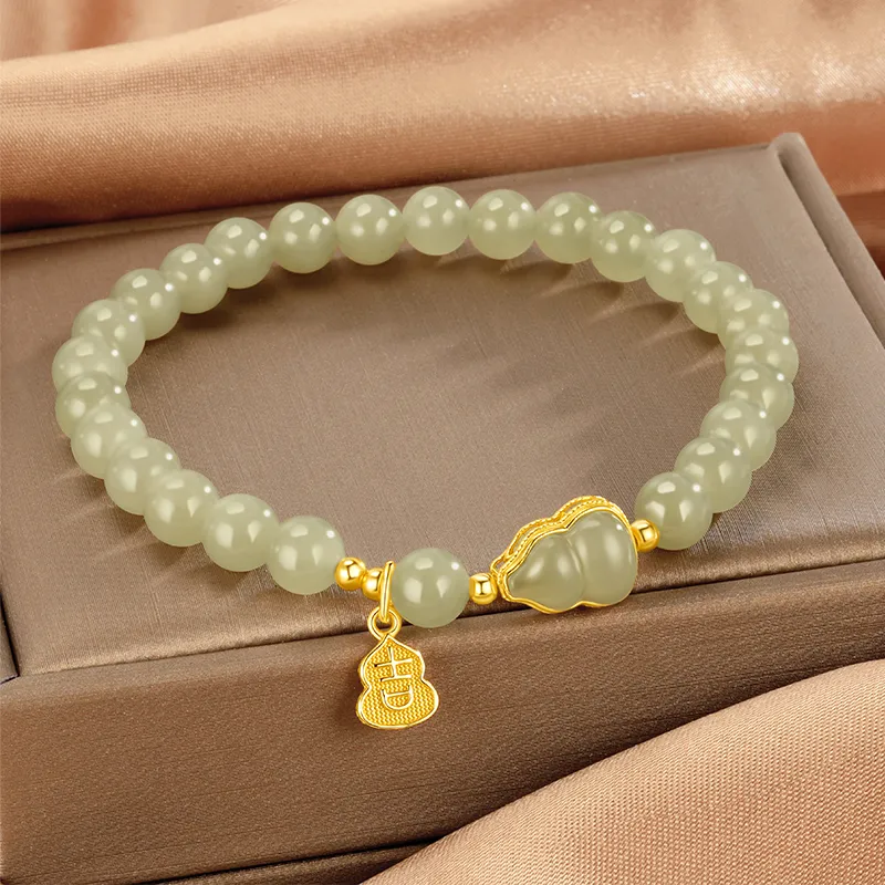 SINO GEM Hetian Jade Bracelets Pale Greenish White Jade Women's-2
