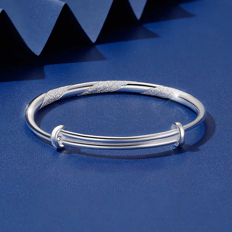 Chinese Jewelry 999 Fine Silver Bangles Women's-3