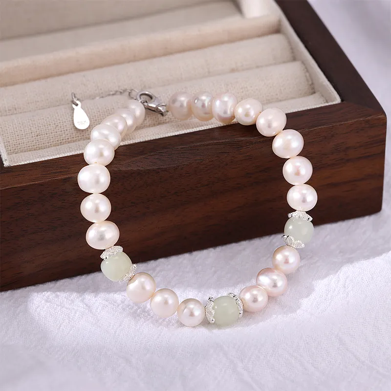 SINO GEM Pearl Silver Bracelet Women's-6