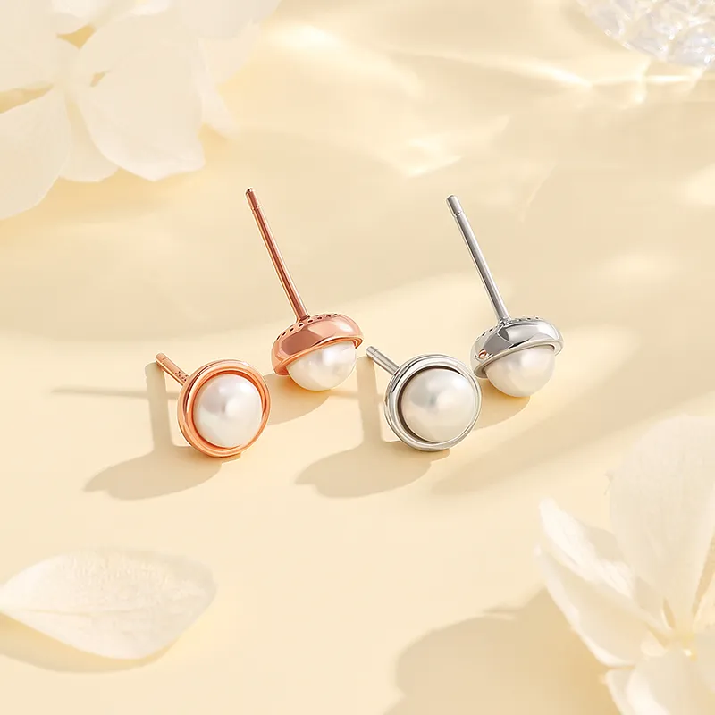 Chinese Jewelry Freshwater Pearl Stud Earrings Women's-2