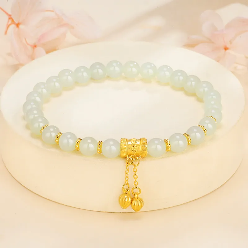 SINO GEM Hetian Jade Bracelets Pale Greenish White Jade Women's-2