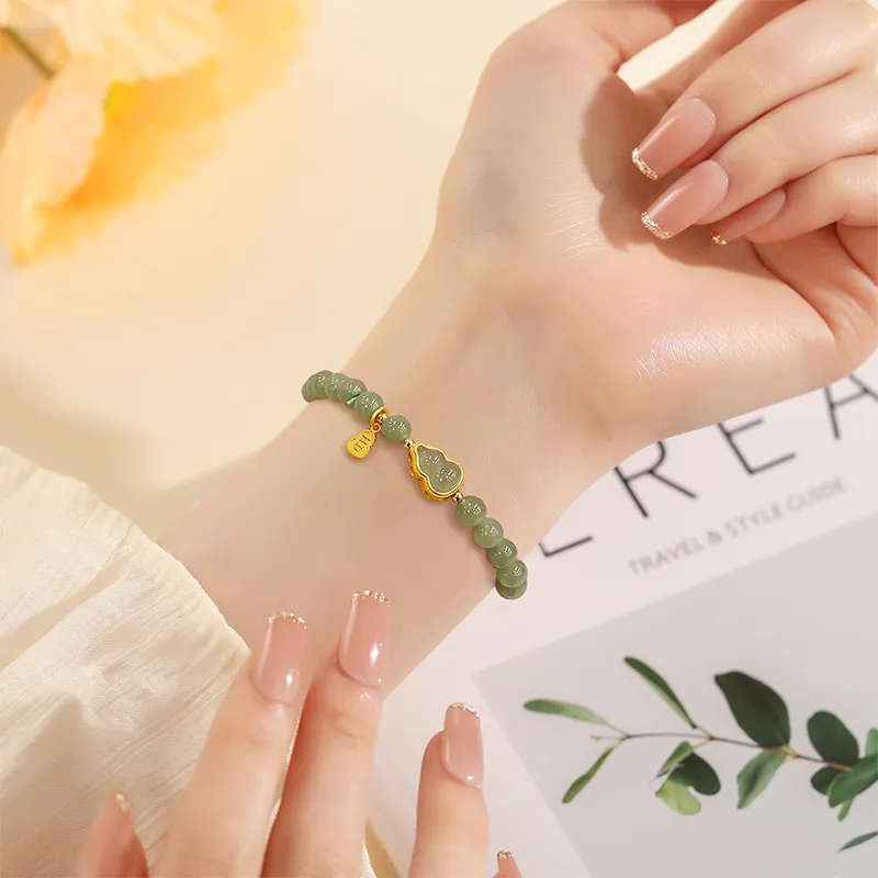 SINO GEM Hetian Jade Bracelets Pale Greenish White Jade Women's-6
