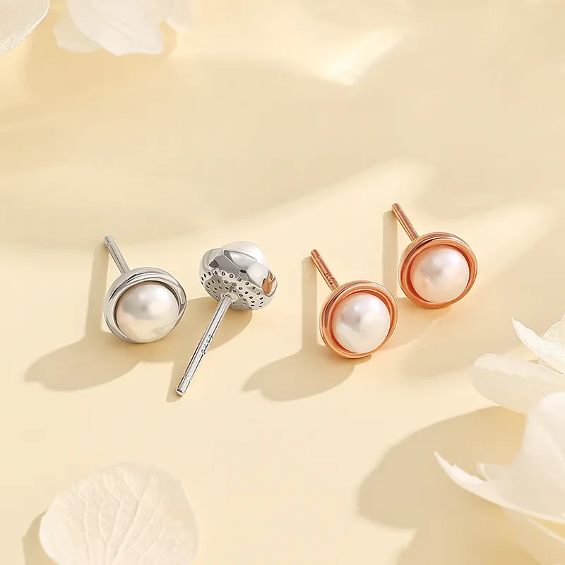 Chinese Jewelry Freshwater Pearl Stud Earrings Women's-7