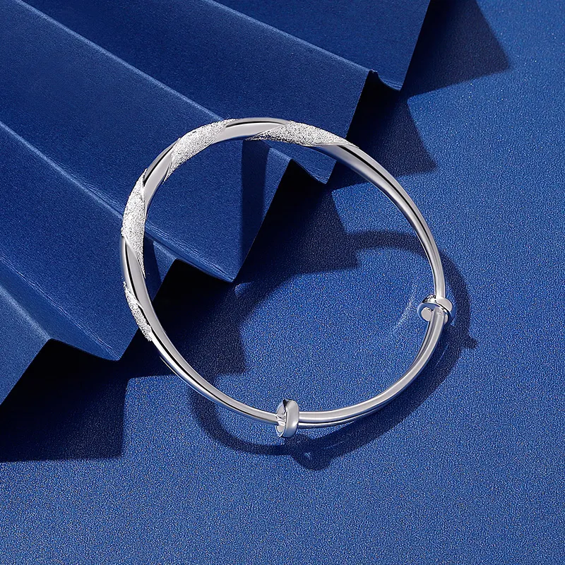 Chinese Jewelry 999 Fine Silver Bangles Women's-4