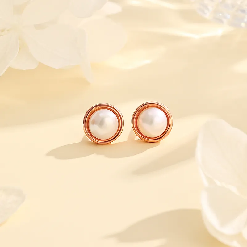 Chinese Jewelry Freshwater Pearl Stud Earrings Women's-6