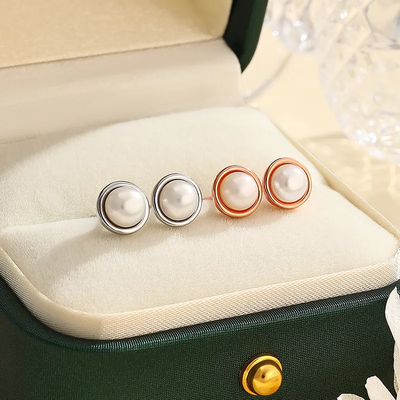 Chinese Jewelry Freshwater Pearl Stud Earrings Women's-9