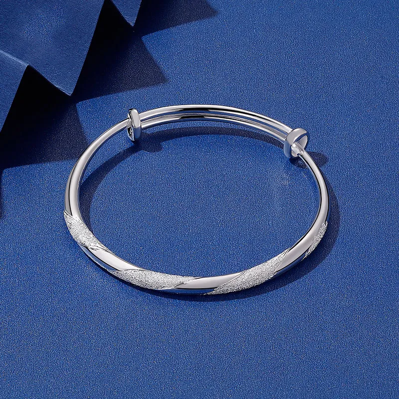 Chinese Jewelry 999 Fine Silver Bangles Women's-5