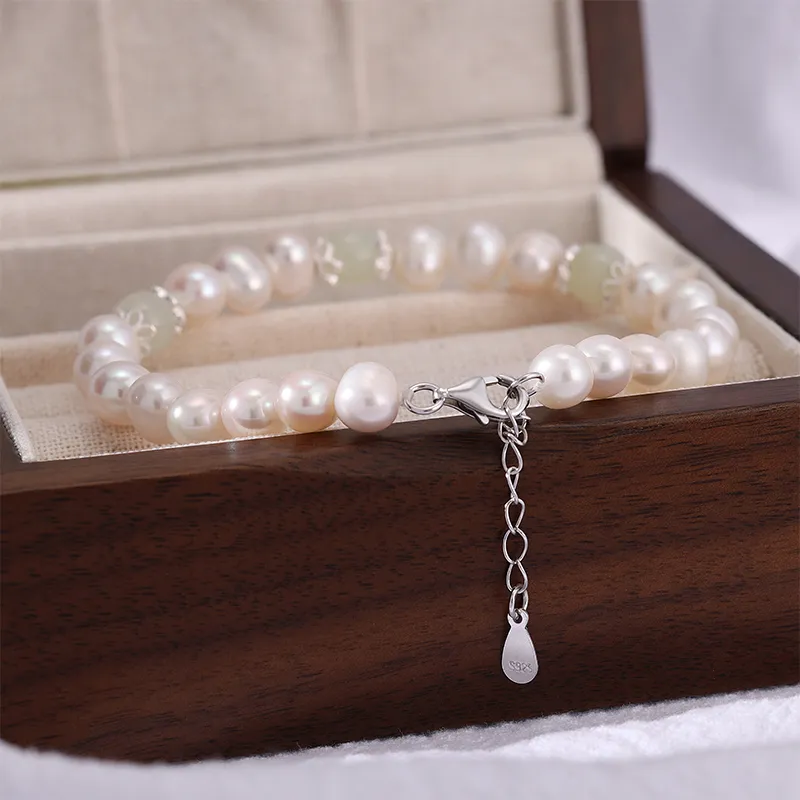 SINO GEM Pearl Silver Bracelet Women's-5
