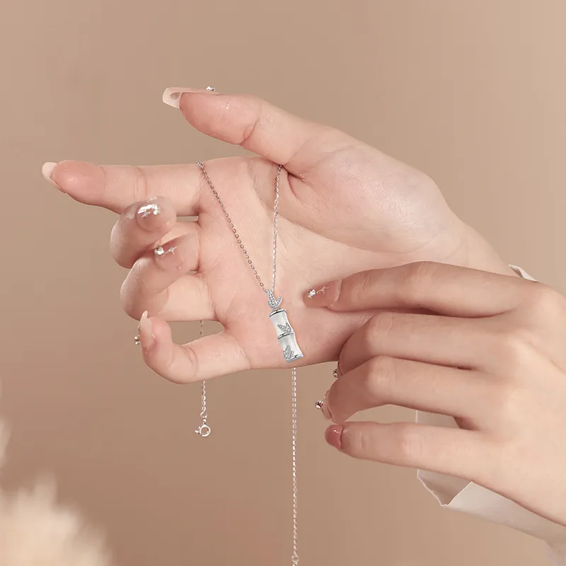 Chinese Jewelry Chalcedony Jade Necklaces Women's-2