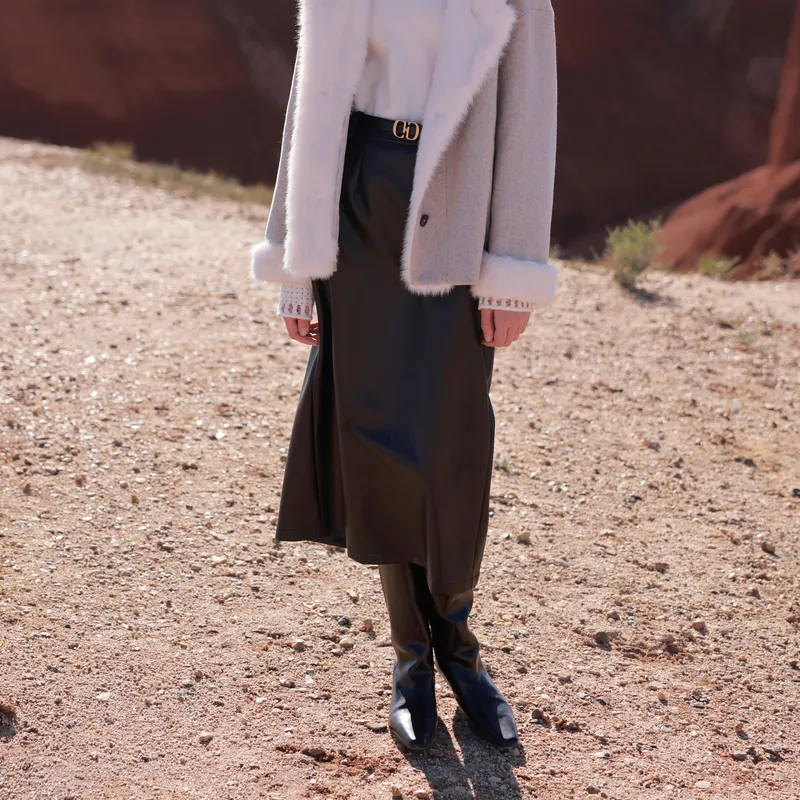 3COLOUR Casual Long Skirt Women's Classic Black-2