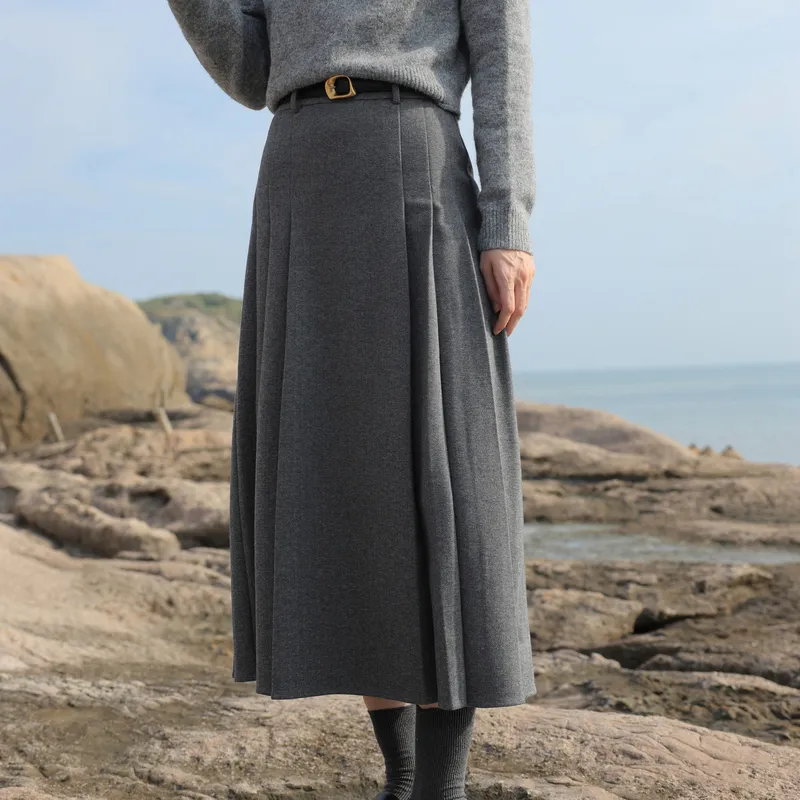 3COLOUR Casual Long Skirt Women's Elephant Gray-2