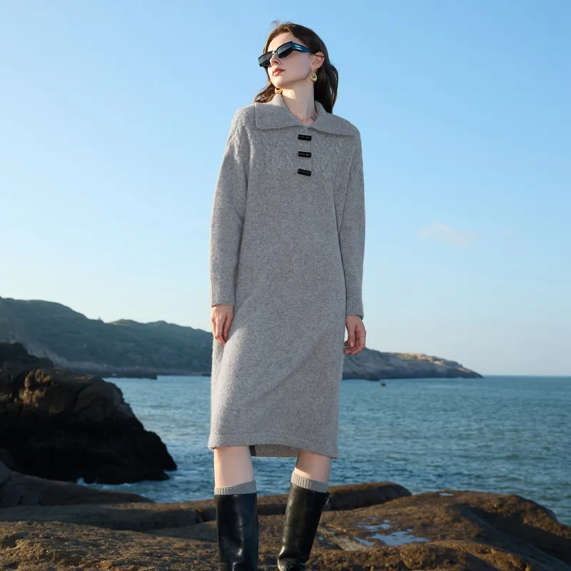 3COLOUR Long Sleeved Dress Women's Heather Gray-6