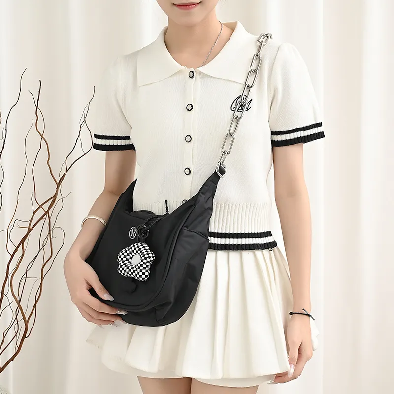 Lan Bao Fan Nylon Canvas Adjustable Conversion Extension Strap Shoulder Strap Crossbody Handbag Merch Unisex Black-17