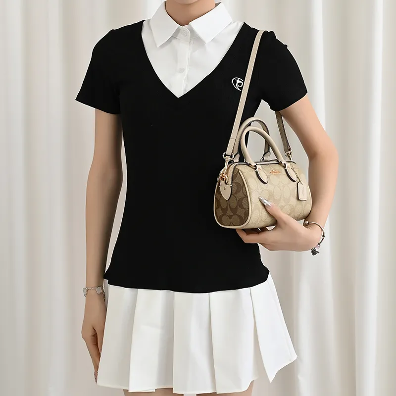 Lan Bao Fan Microfiber Polyurethane Fashion Versatile Shoulder Strap Bag Strap Women's Milk White/Black-17