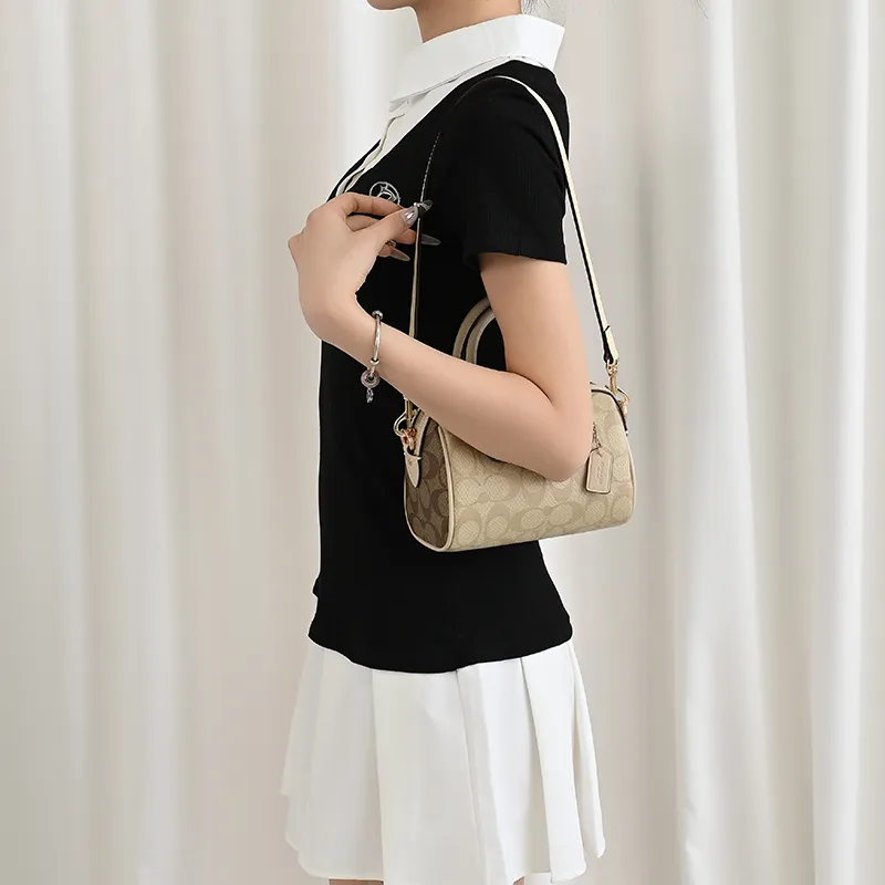 Lan Bao Fan Microfiber Polyurethane Fashion Versatile Shoulder Strap Bag Strap Women's Milk White/Black-18