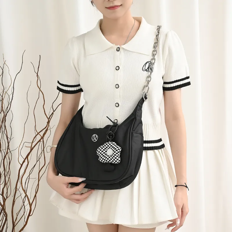Lan Bao Fan Nylon Canvas Adjustable Conversion Extension Strap Shoulder Strap Crossbody Handbag Merch Unisex Black-13