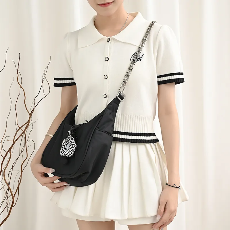 Lan Bao Fan Nylon Canvas Adjustable Conversion Extension Strap Shoulder Strap Crossbody Handbag Merch Unisex Black-21