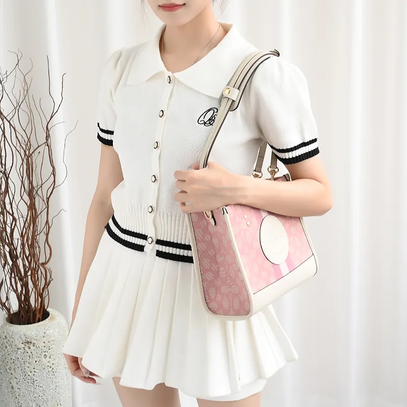 Lan Bao Fan Microfiber, Polyurethane Medium Bag Shoulder Strap Bag Accessory Unisex Ecru-3