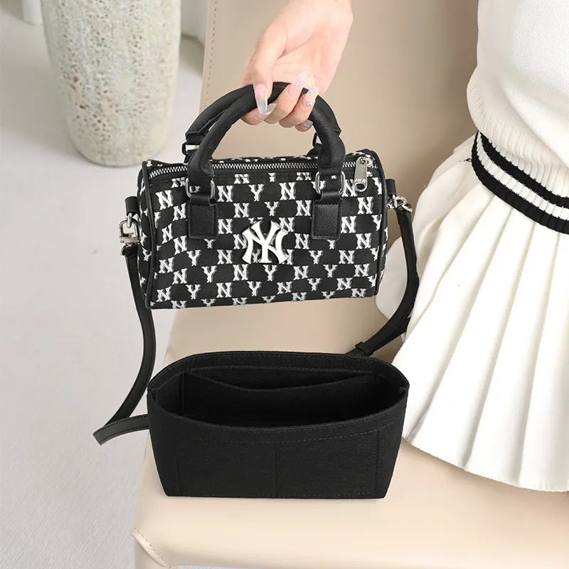 Lan Bao Fan Felt, Cow Leather Bag Accessory Women's Black-4