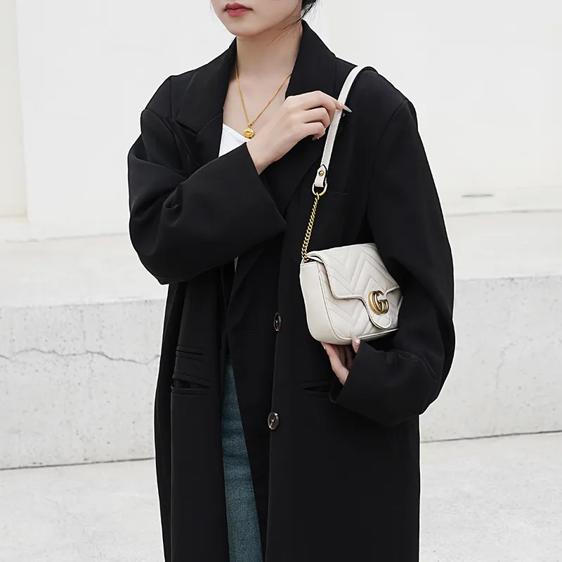 Lan Bao Fan Cow Leather Bag Insert Women's Ecru/Black-5