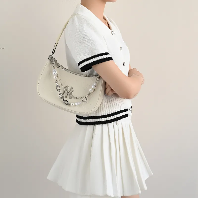 Lan Bao Fan Metal, Alloy Women's Bag With Pearl Decorative Chain Women's Silver-25