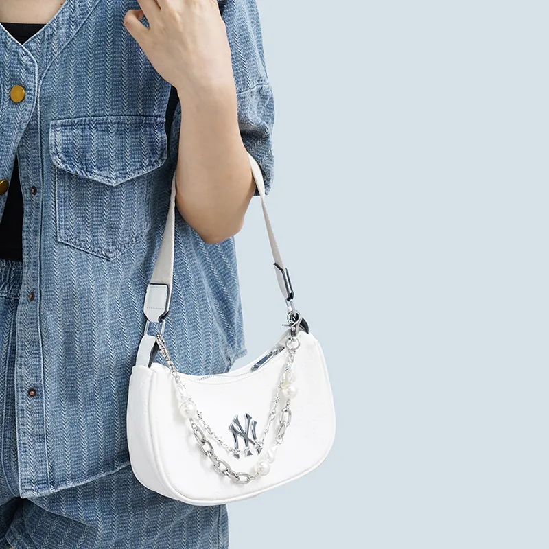 Lan Bao Fan Metal, Alloy Women's Bag With Pearl Decorative Chain Women's Silver-21