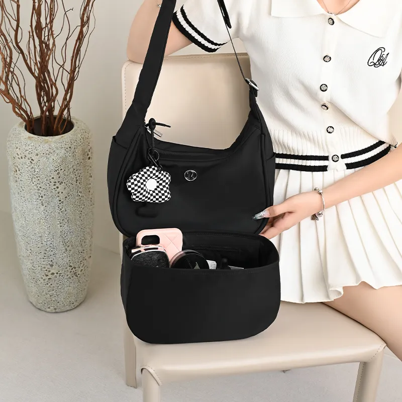 Lan Bao Fan Nylon Canvas Adjustable Conversion Extension Strap Shoulder Strap Crossbody Handbag Merch Unisex Black-26