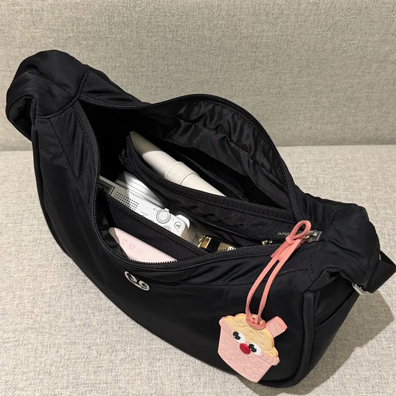 Lan Bao Fan Nylon Canvas Adjustable Conversion Extension Strap Shoulder Strap Crossbody Handbag Merch Unisex Black-28