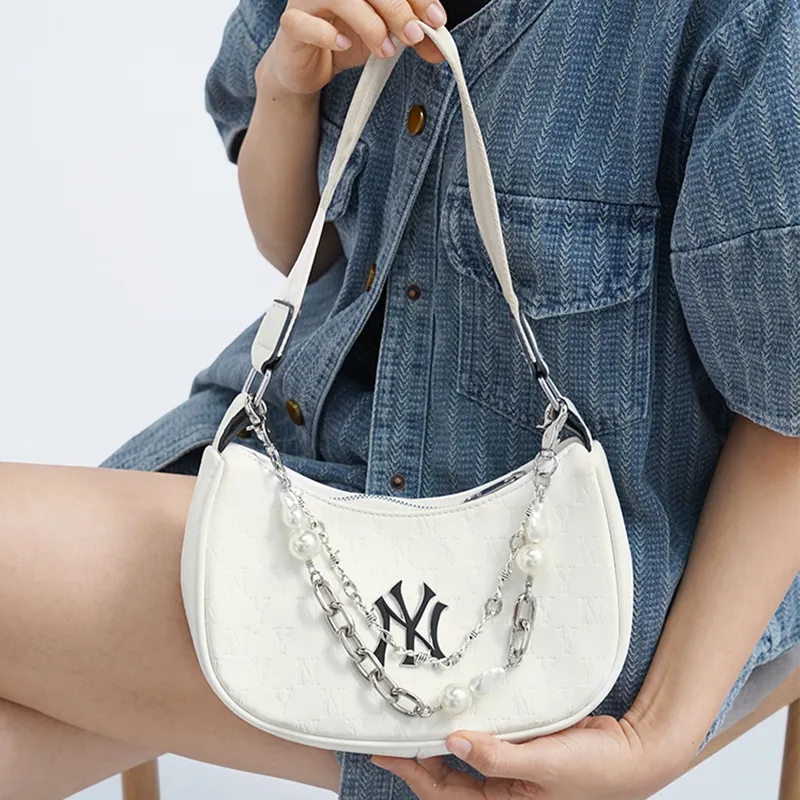 Lan Bao Fan Metal, Alloy Women's Bag With Pearl Decorative Chain Women's Silver-20