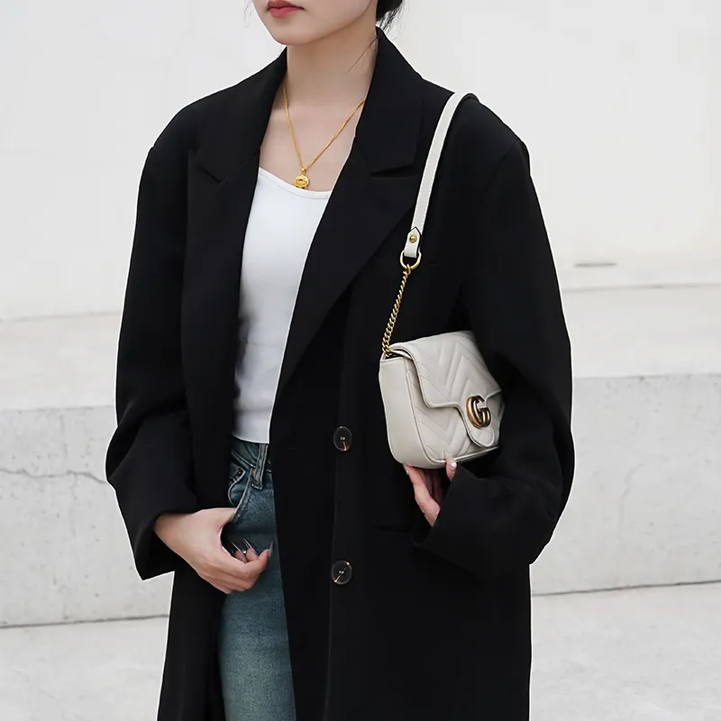 Lan Bao Fan Cow Leather Bag Insert Women's Ecru/Black-29