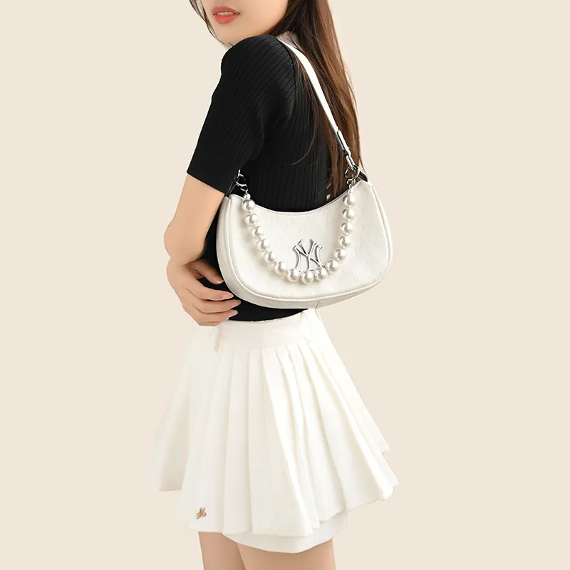 Lan Bao Fan Metal, Alloy Women's Bag With Pearl Decorative Chain Women's Silver-13