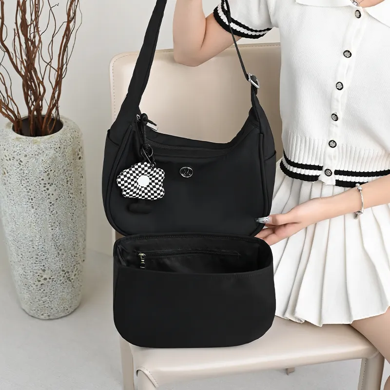 Lan Bao Fan Nylon Canvas Adjustable Conversion Extension Strap Shoulder Strap Crossbody Handbag Merch Unisex Black-25