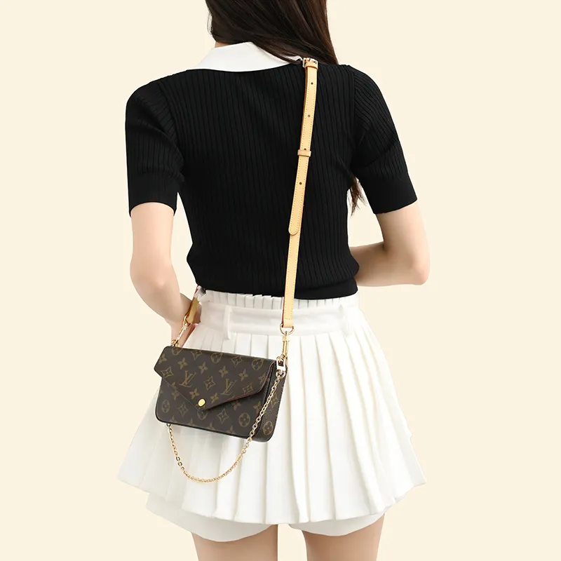 Lan Bao Fan Cow Leather Bag Strap Women's Brown/Color Changing-17
